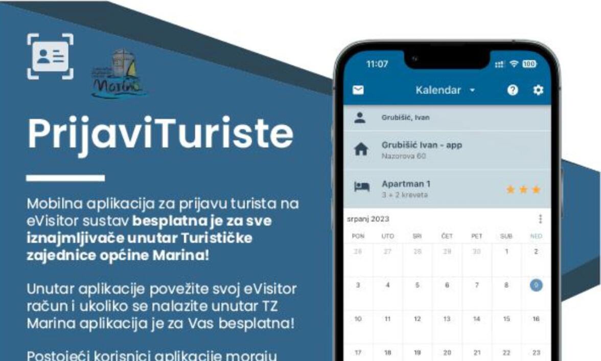 PrijaviTuriste – i dalje besplatna za iznajmljivače TZ Općine Marina