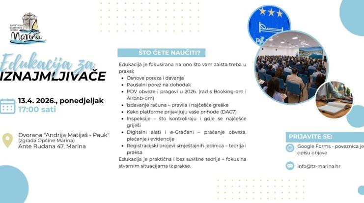 Poziv iznajmljivačima za stručnu edukaciju