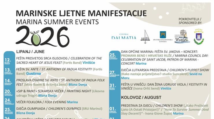 MARISKE LJETNE MANIFESTACIJE 2026.